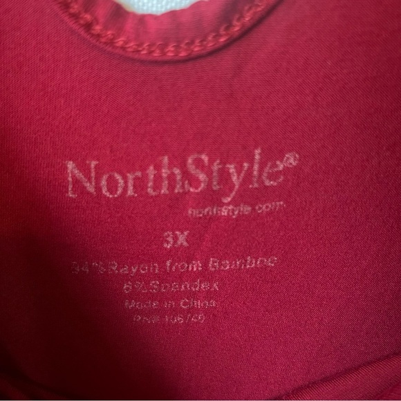 NorthStyle midi shirt dress 3X Red Keyhole 3/4 sleeves womens Pleated Side slit - Picture 4 of 8